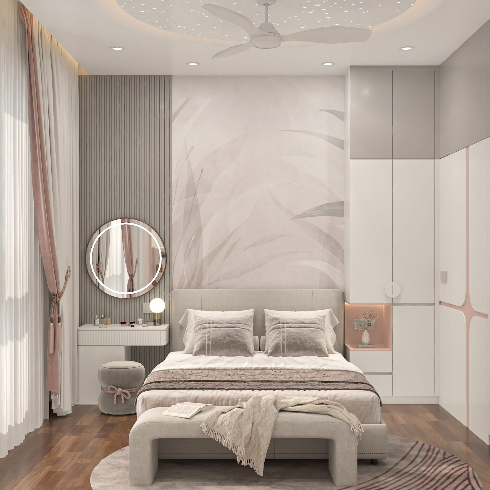 finel render Daughter room Bed side